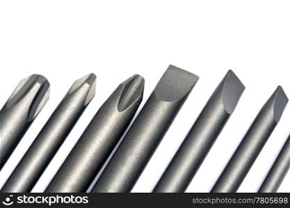 Drill Bits on a White Background
