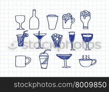 Drink beverage icons set