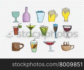 Drink beverage icons set