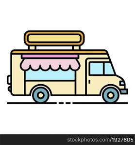 Drink street truck icon. Outline drink street truck vector icon color flat isolated. Drink street truck icon color outline vector