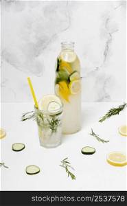 drink with lemon cucumbers