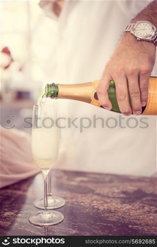 drinking champagne