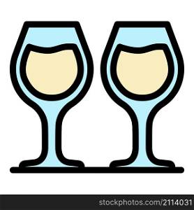 Drinking glasses icon. Outline drinking glasses vector icon color flat isolated. Drinking glasses icon color outline vector
