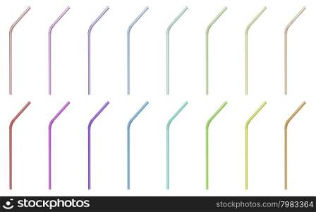 Drinking straws with different colors isolated on white background