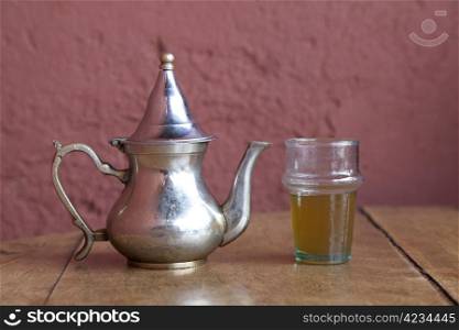 Drinking traditional tea in Marrakesh Morocco,April 1,2012