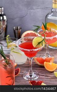 drinks and cocktails with Tequila-based different citrus fruits
