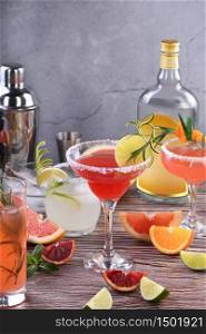 drinks and cocktails with Tequila-based different citrus fruits