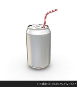 Drinks can and straw