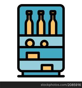 Drinks in the fridge icon. Outline drinks in the fridge vector icon color flat isolated. Drinks in the fridge icon color outline vector