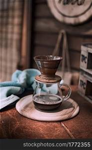 Dripper and drip server are the equipment of dripping coffee.. Dripper and drip server