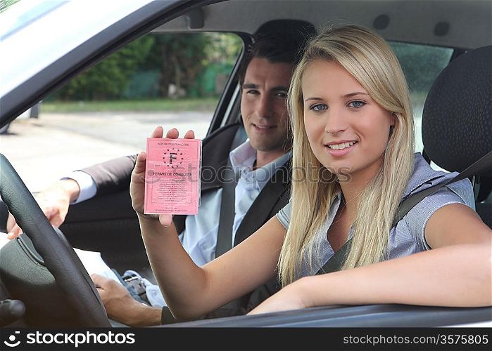 Driver displaying French licence