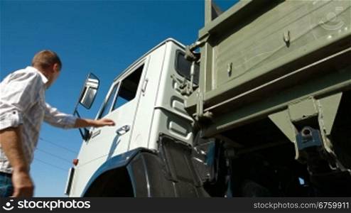 Driver Driving Dump Truck