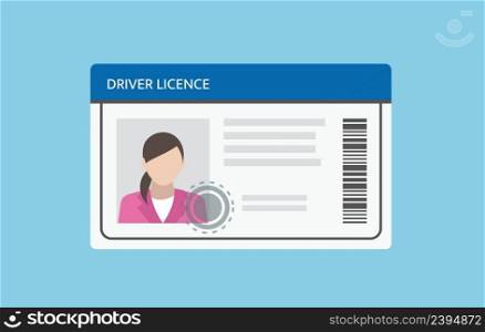 Driver license card in hand. ID number and photo included. Vector illustration. Driver license card in hand. ID number and photo included. Vector
