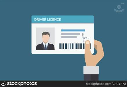 Driver license card with a photo and ID number. Vector illustration . Driver license card with a photo and ID number. Vector