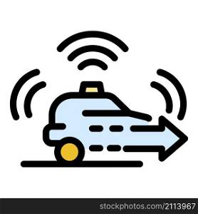 Driverless car icon. Outline driverless car vector icon color flat isolated. Driverless car icon color outline vector