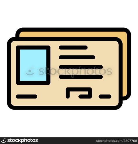 Driving id icon. Outline driving id vector icon color flat isolated. Driving id icon color outline vector