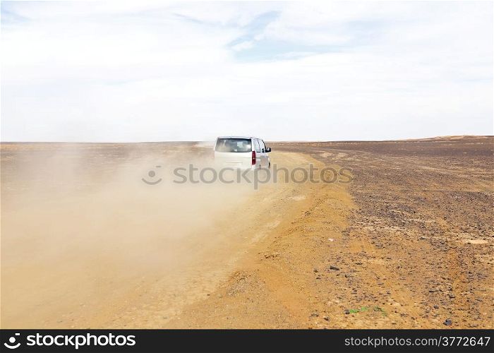 Driving in the desert in Morocco