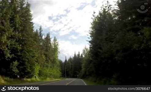 Driving on a Mountain Highway in Alaska