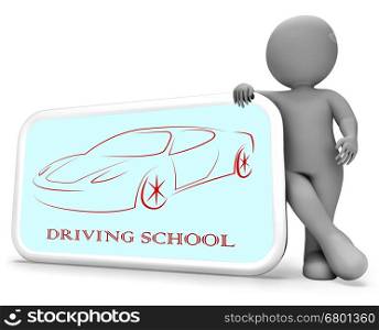 Driving School Phone Indicating Learning To Drive A Car 3d Rendering