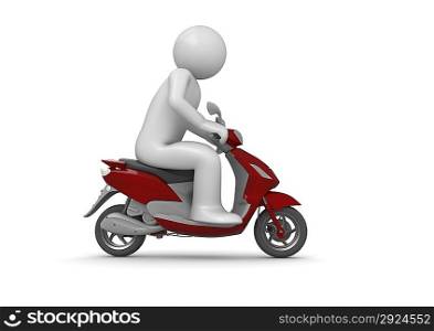 Driving scooter - 3d characters isolated on white background series