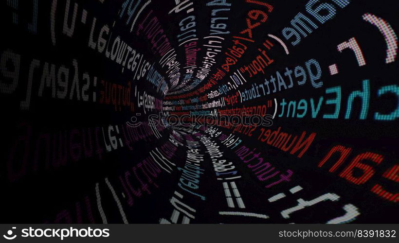 Driving through code data tunnel Driving through code data tunnel