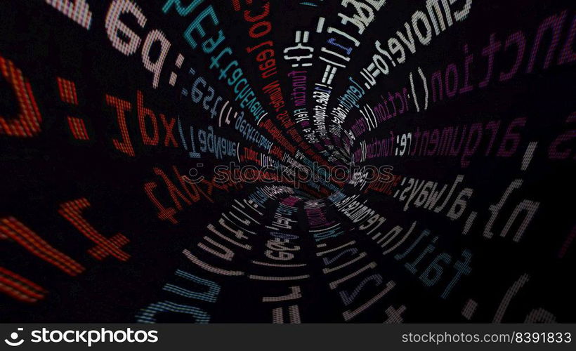 Driving through code data tunnel Driving through code data tunnel