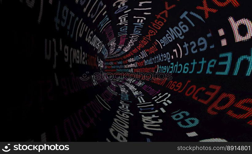 Driving through code data tunnel Driving through code data tunnel