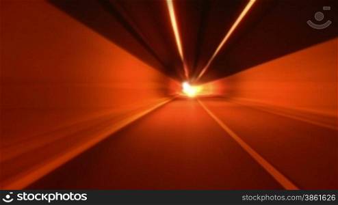 Driving through tunnel, abstract with motion blur and glow
