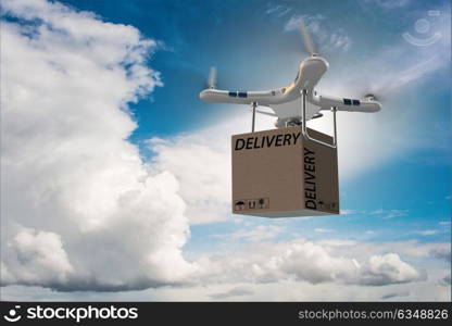 Drone delivery concept with box in air