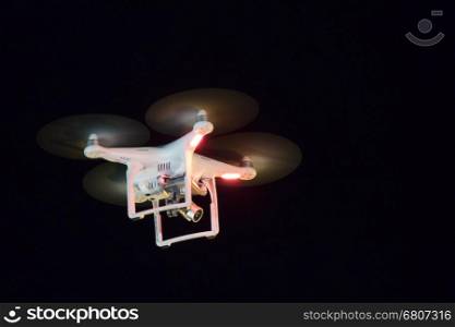 drone flying for aerial night photography