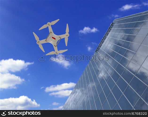 Drone Flying for Aerial Photography or Video Shooting - Bottom view.