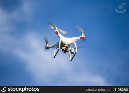 drone flying on the sky with camera / technology air and taking pictures for top view