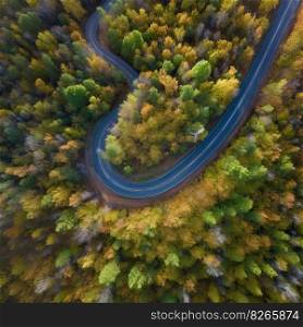 Drone view road. Illustration Generative AI
