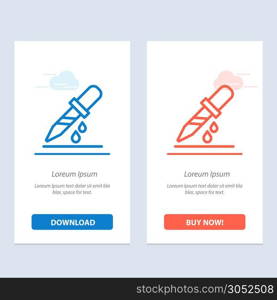 Drop, Dropper, Medical, Medicine Blue and Red Download and Buy Now web Widget Card Template