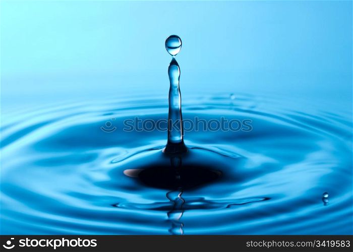 drop falling into water making a perfect droplet splash
