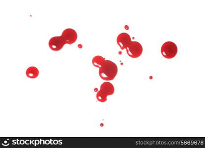 drop of blood isolated on white background close up