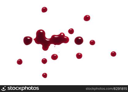 drop of blood isolated on white background close up