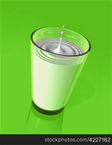 drop of milk splashing and making ripple in a glass. 3D illustration. drop of milk and ripple in a milk glass