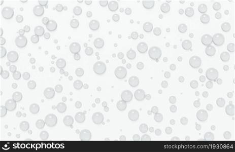 Droplet water drop on white glass background. Bubble in water. Abstract and nature concept. 3D illustration rendering