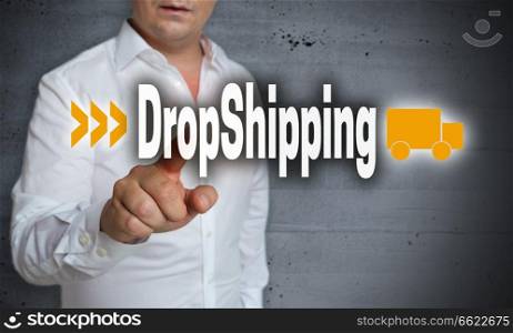 Dropshipping touchscreen is operated by man.. Dropshipping touchscreen is operated by man