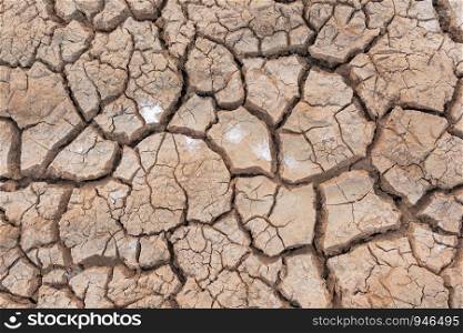 Drought, the ground cracks no hot water lack of moisture top view