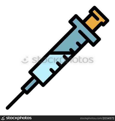 Drug syringe icon. Outline drug syringe vector icon color flat isolated. Drug syringe icon color outline vector