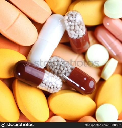 drugs and pills macro close up