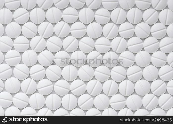 Drugs tablets pattern top view macro