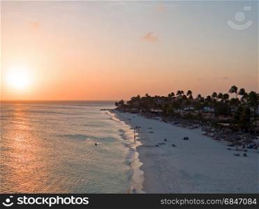 Druif beach on Aruba island in the Caribbean at sunset