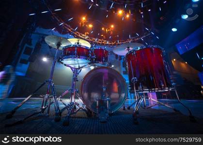 Drummer and drums at a concert
