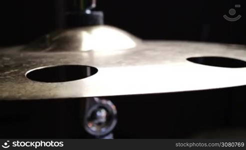 Drummer Playing Drums and Cymbals in Music Studio