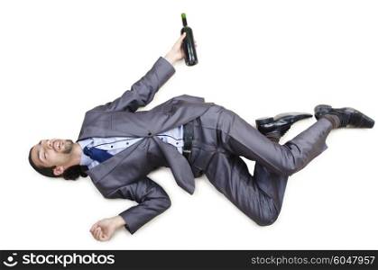 Drunk businessman on the floor