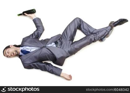 Drunk businessman on the floor