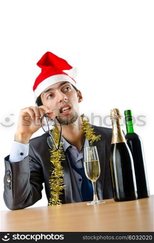 Drunk office worker after christmas party